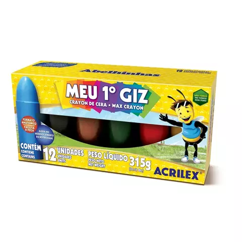 Giz de Cera Meu Primeiro Giz Com 12 Cores 370g