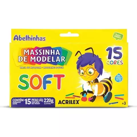 Massa para Modelar SOFT 15 Cores 220G - Pacote com 06 Unidades - Acrilex