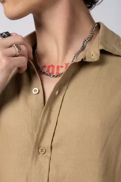 Camisa Manga Larga Lino Teseo Beige en internet