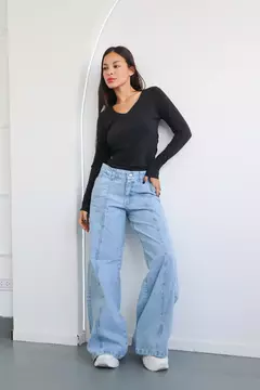 WIDE JEAN NEVADO CON RECORTES «MAIA» - ZETA