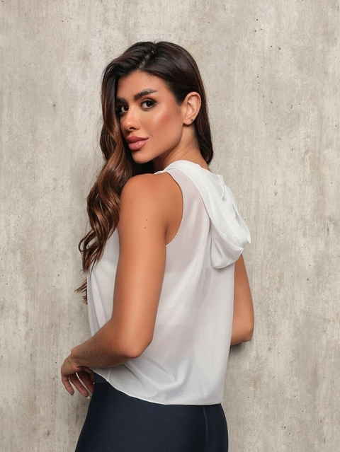 Cropped Tule com Capuz Branco - comprar online