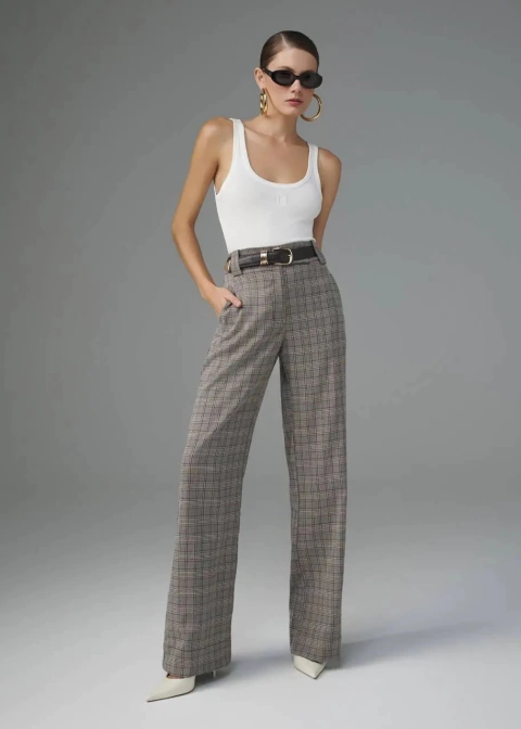 CALCA WIDE LEG XADREZ GALES - comprar online