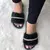 Sandalia Chinelo Slide Pala Pelinho Com Strass - Zenka