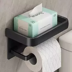 Suporte de Papel Higiênico Preto e Dourado – Parede | Elegância e Funcionalidade no Seu Banheiro  na internet