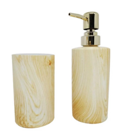 Kit banheiro com porta sabonete e porta escova marmorizado 2 pçs - Zellor