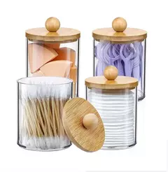 Kit Elegante para Banheiro – Frascos de Boticário com Tampa + Porta-Sabonete de Bambu