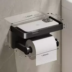 Suporte de Papel Higiênico Preto e Dourado – Parede | Elegância e Funcionalidade no Seu Banheiro  - comprar online