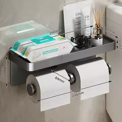 Imagem do Suporte de Papel Higiênico Preto e Dourado – Parede | Elegância e Funcionalidade no Seu Banheiro 