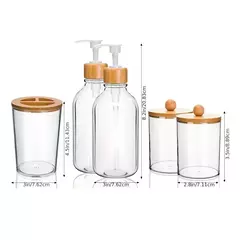 Imagem do Conjunto de 4 Acessórios de Banheiro – Vidro e Bambu | Design Sofisticado e Funcionalidade