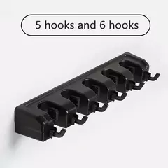 Suporte de Parede Multifuncional para Vassouras e Esfregões – 3, 4 ou 5 Posições com Cabides Extras - Zellor