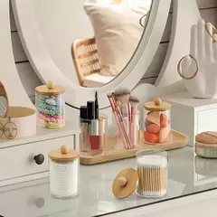 Kit Elegante para Banheiro – Frascos de Boticário com Tampa + Porta-Sabonete de Bambu - loja online