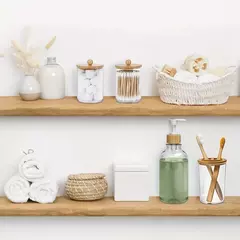 Conjunto de 4 Acessórios de Banheiro – Vidro e Bambu | Design Sofisticado e Funcionalidade - Zellor
