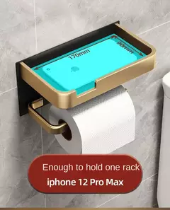 Suporte de Papel Higiênico Preto e Dourado – Parede | Elegância e Funcionalidade no Seu Banheiro  - Zellor