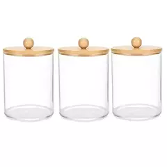 Imagem do Kit Elegante para Banheiro – Frascos de Boticário com Tampa + Porta-Sabonete de Bambu