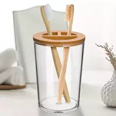 Conjunto de 4 Acessórios de Banheiro – Vidro e Bambu | Design Sofisticado e Funcionalidade - comprar online