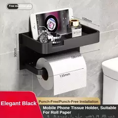 Suporte de Papel Higiênico Preto e Dourado – Parede | Elegância e Funcionalidade no Seu Banheiro 