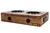Comedouro Com Patinhas De Madeira E Potes Inox Para Cachorro. Cor Marrom