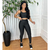 Conjunto top com calça bojo removível fitness academia feminino cintura alta moda zero transparência - Lidra.oficial