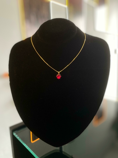 Colar Coração Vermelho 18k