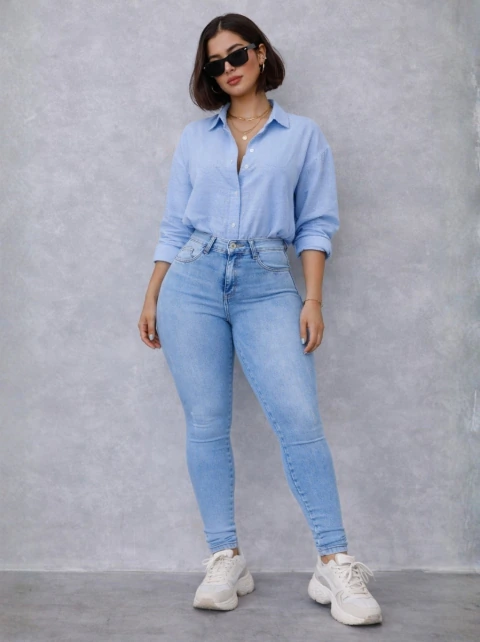 Calça Jeans Cós Curve Cintura Alta Empina Bum bum Modeladora