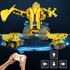 Imagem do Kit de Blocos de Engenharia 5 em 1 - Escavadeira e Robô