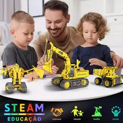 Kit de Blocos de Engenharia 5 em 1 - Escavadeira e Robô - Pequeno Inventor