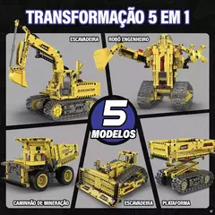 Kit de Blocos de Engenharia 5 em 1 - Escavadeira e Robô - loja online