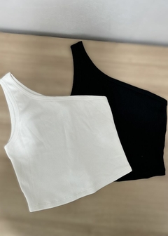 Blusa Malha Canelada Um Ombro Só Feminina - Amsterdam Closet