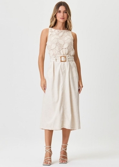 SAIA LINHO MIDI COM CINTO - loja online