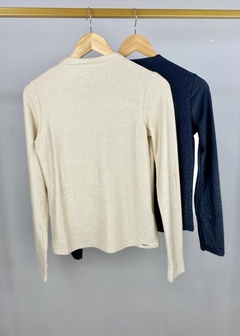 Blusa Lurex Gola Alta Feminina - loja online