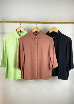 CAMISA EM VISCOSE MANGA 3/4 - Amsterdam Closet
