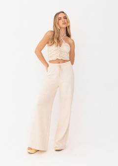CALÇA PANTALONA EM TECIDO FEMININA BEGE na internet