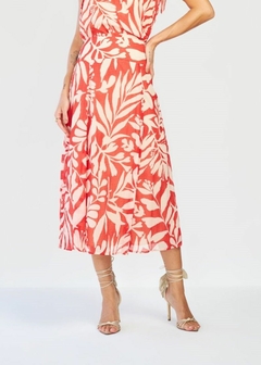 SAIA EM CREPE MIDI ESTAMPADA