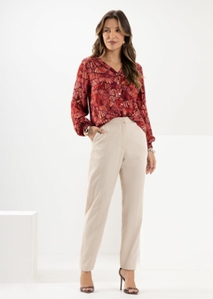 Camisa Viscose Estampada Feminina Casual - Amsterdam Closet