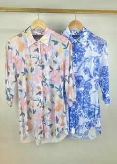 CAMISA EM TULE MANGA 3/4 ALONGADA