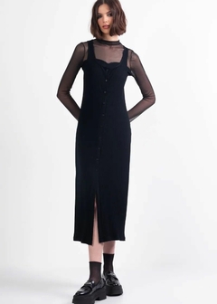 VESTIDO MALHA CANELADA MIDI - comprar online