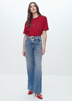 CALÇA JEANS WIDE LEG COM CINTO - loja online