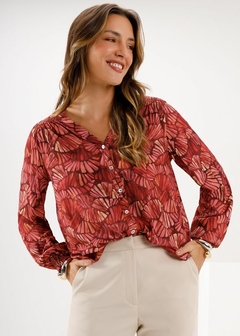 Camisa Viscose Estampada Feminina Casual - comprar online