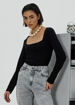 BLUSA DECOTE QUADRADO MANGA LONGA - Amsterdam Closet