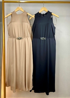 VESTIDO EM VISCOSE MIDI EVASÊ COM CINTO - loja online