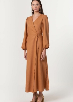 Imagem do VESTIDO LINHO LONGO TRANSPASSADO FEMININO