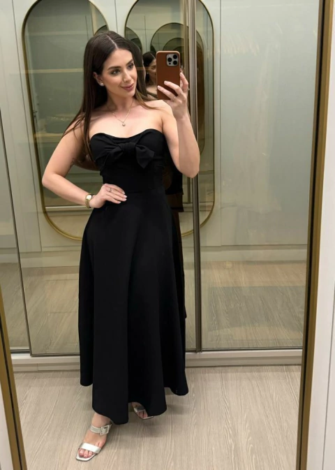 VESTIDO ALFAIATARIA SEM MANGAS DETALHE BUSTO MIDI