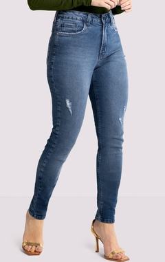 CALÇA JEANS SKINNY LUNENDER AZUL CHAPA BARRIGA