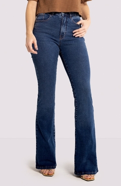 CALÇA FEMININA JEANS AZUL ESCURO COM ELASTANO CHAPA BARRIGA