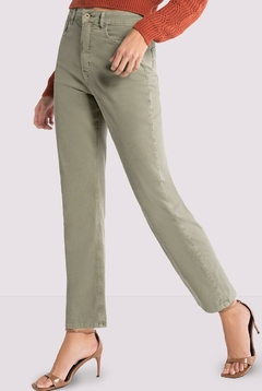 CALÇA SARJA COTELÊ FEMININA VERDE CHAPA BARRIGA - comprar online