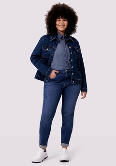 JAQUETA JEANS COM ELASTANO MANGA LONGA PLUS SIZE - comprar online