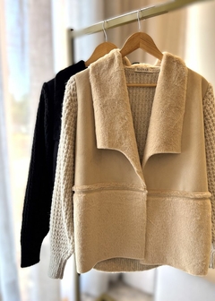 Casaco Tricot Com Detalhes Suede Feminino - Amsterdam Closet