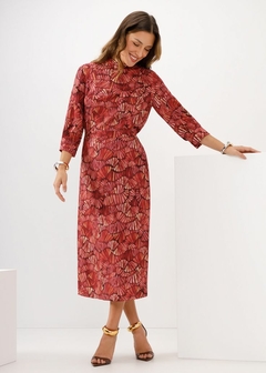 Vestido Viscose Manga 3/4 Estampado Feminina - Amsterdam Closet