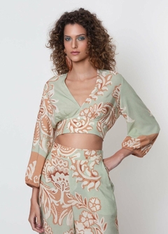 CROPPED DE VISCOSE COM MANGA 7/8