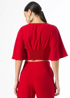 BLUSA VISCOSE CROPPED MANGA 3/4 FEMININA - loja online